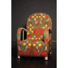 YORUBA BEADED CHAIR BRONZE GOLD FLOWER