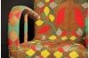 YORUBA BEADED CHAIR BRONZE GOLD FLOWER