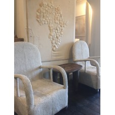 African Beaded Yoruba chairs - pure white relief pattern